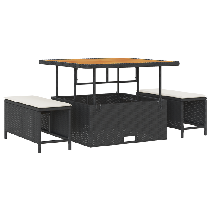 Set de Sofa pentru Grădină cu 11 Piese cu Pernițe din Rattan Poli Negru - WALTI WALTI