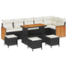 Set de Canapele Grădină vidaXL 10 Piese cu Perne Negru Poliratan Acacia - WALTI WALTI