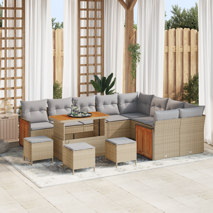 Set canapea vidaXL 13 piese Bej Poliratan Acacia - WALTI WALTI