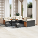 Set de sofa de grădină vidaXL cu 13 piese cu perne, ratan poli negru și acacia - WALTI WALTI