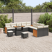Set de sofa de grădină vidaXL cu 13 piese cu perne, ratan poli negru și acacia - WALTI WALTI
