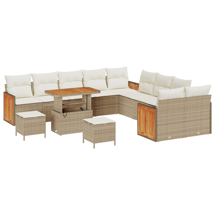 Set canapele grădină vidaXL cu perne Bej Poli Ratan Acacia - WALTI WALTI