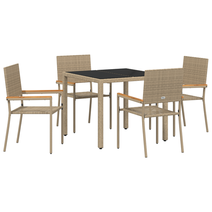 Set de dining pentru grădină vidaXL 5 piese Bej Poliratan - WALTI WALTI