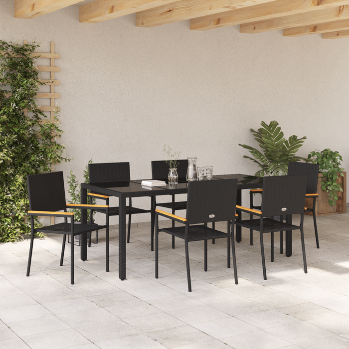Set dining grădină 7 piese Negru Ratan sintetic - WALTI WALTI