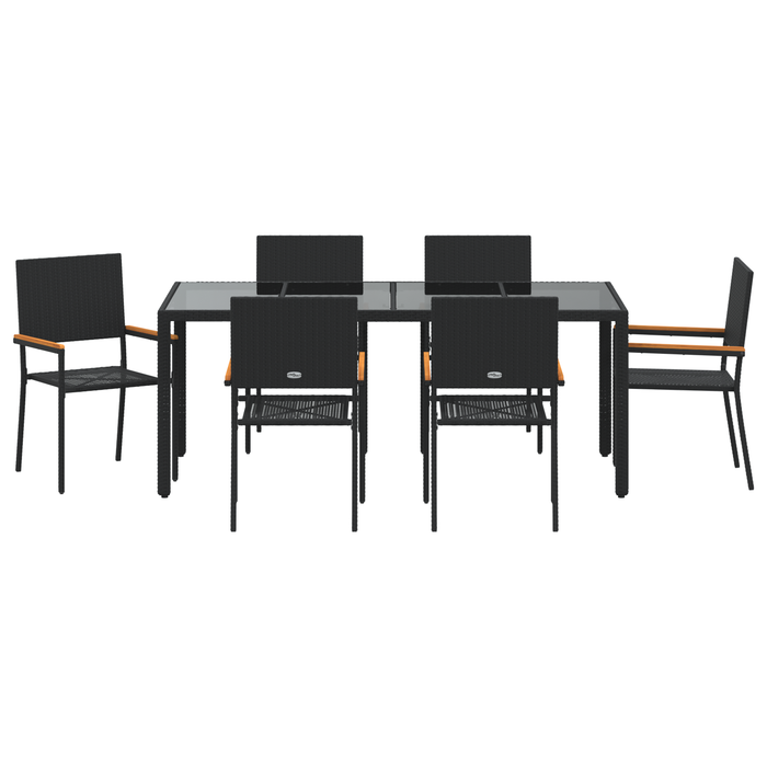 Set dining grădină vidaXL 7 piese negru ratan polimeric - WALTI WALTI