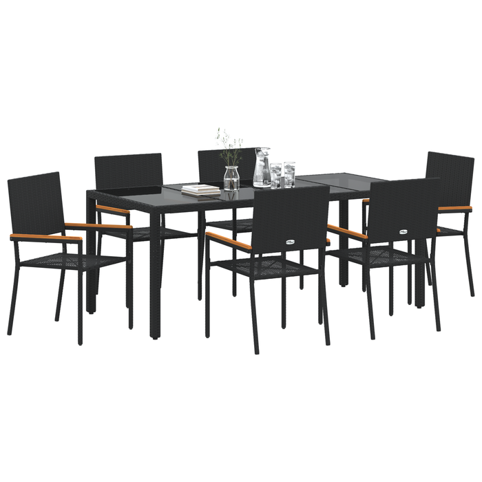 Set dining grădină vidaXL 7 piese negru ratan polimeric - WALTI WALTI