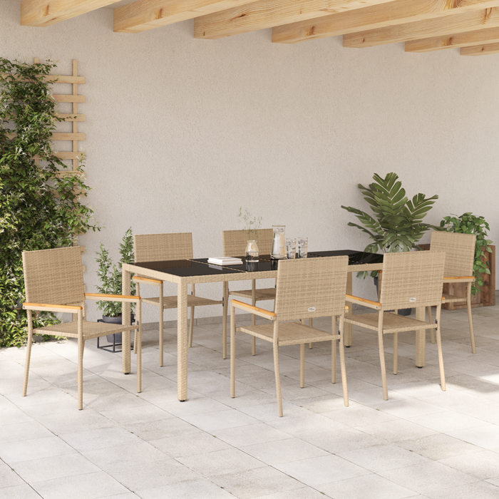 Set dining grădină vidaXL 7 piese Bej Poliratan - WALTI WALTI