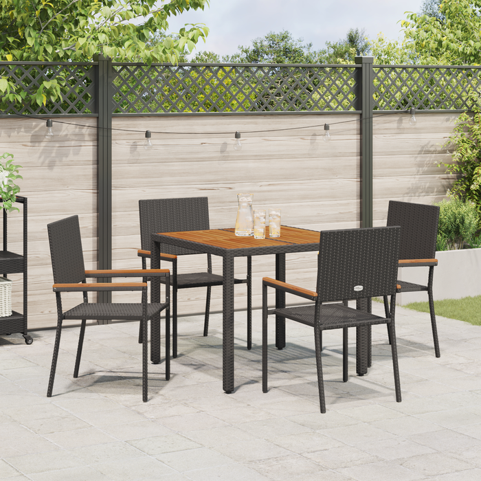 Set de 5 piese pentru dining în grădină vidaXL Ratan Polimer Negru - WALTI WALTI