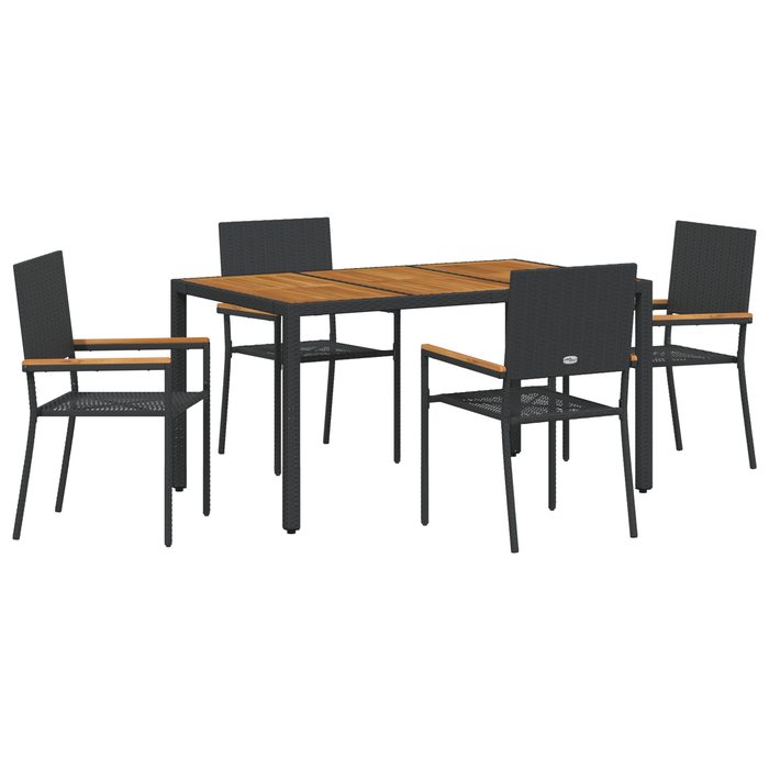 Set de dining pentru grădină vidaXL cu 5 piese Poliratan negru - WALTI WALTI