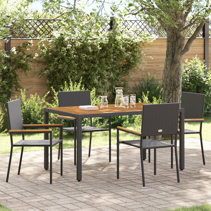 Set de dining pentru grădină vidaXL cu 5 piese Poliratan negru - WALTI WALTI