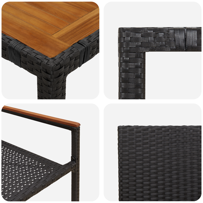 Set Masă Grădină vidaXL 7 Piese Ratan Negru - WALTI WALTI