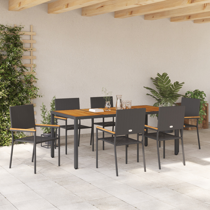 Set Masă Grădină vidaXL 7 Piese Ratan Negru - WALTI WALTI