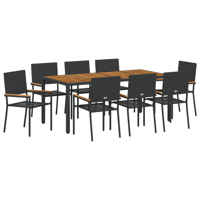 Set de dining pentru grădină cu 9 piese din poliratan negru - WALTI WALTI