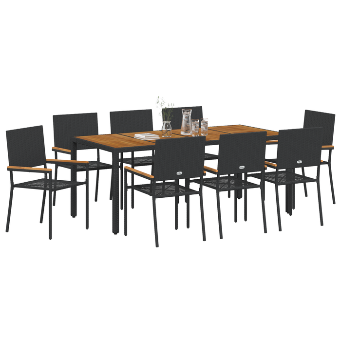 Set de dining pentru grădină cu 9 piese din poliratan negru - WALTI WALTI