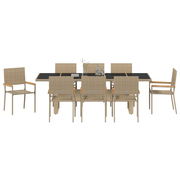 Set mobilier de grădină, 9 piese, bej, poliratan - WALTI WALTI