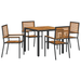 Set de Masa pentru Gradina vidaXL 5 Piese Negru Poliratan Acacia - WALTI WALTI