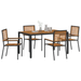 Set Masă Grădină vidaXL, 5 Piese, Negru, Poliratan, Acacia - WALTI WALTI