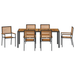 Set Masă Grădină vidaXL 7 Piese Negru Poly Rattan Acacia - WALTI WALTI