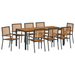 Set de Dining pentru Grădină vidaXL cu 9 Piese Negru Poly Rattan Acacia - WALTI WALTI