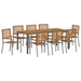 Set de Masă pentru Grădină vidaXL cu 9 Piese Gri Rattan Polimeric Acacia - WALTI WALTI