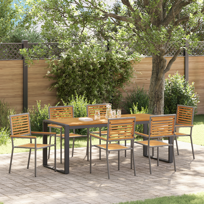 Set de dining pentru grădină vidaXL 7 piese Gri Poliratan Acacia - WALTI WALTI