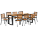 Set Masa Gradina vidaXL 9 Piese Negru Poly Rattan Acacia - WALTI WALTI