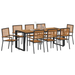 Set Masa Gradina vidaXL 9 Piese Negru Poly Rattan Acacia - WALTI WALTI