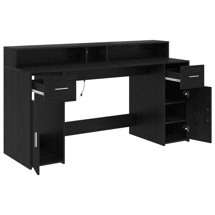 birou din stejar negru 160x55x91 cm lemn prelucrat - WALTI WALTI