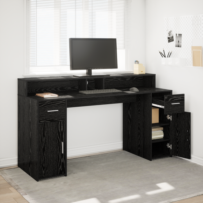 birou din stejar negru 160x55x91 cm lemn prelucrat - WALTI WALTI