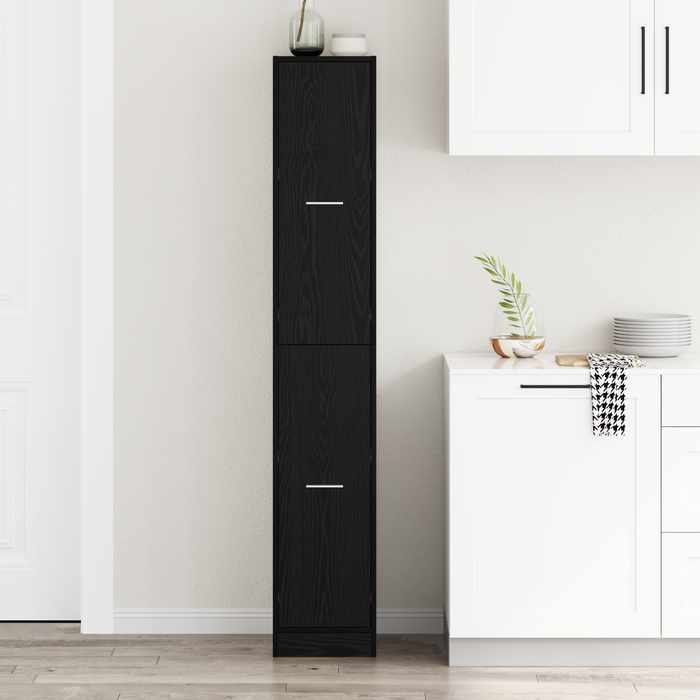 Dulap de Apothecary Negru de Stejar 30x41x174.5 cm din Lemn Stratificat - WALTI WALTI
