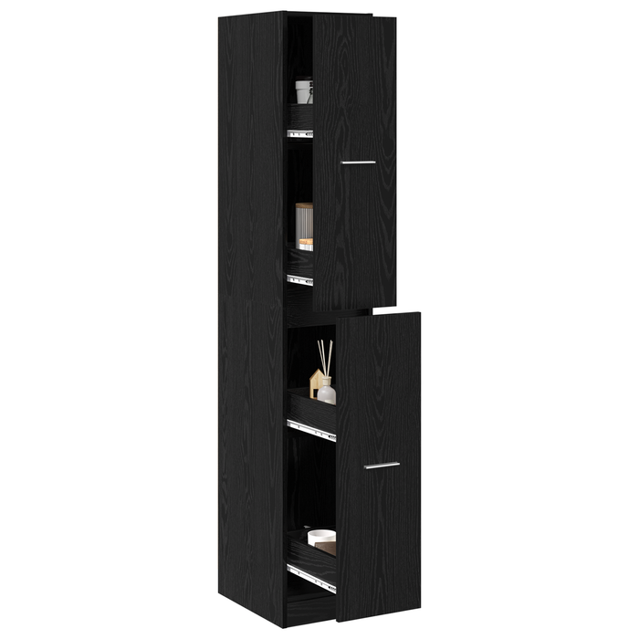 Dulap de Apothecary Negru de Stejar 30x41x174.5 cm din Lemn Stratificat - WALTI WALTI