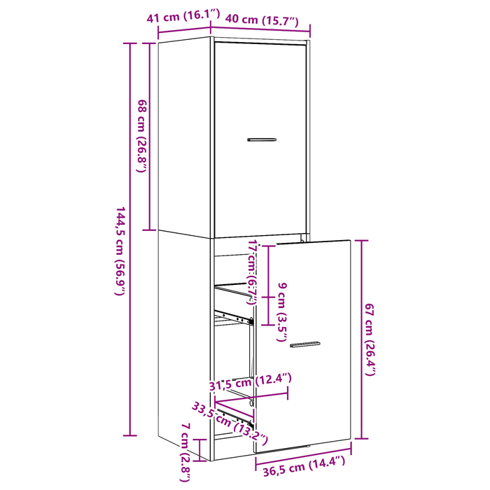 Cabinet apotecar din lemn negru 40x41x144.5 cm - WALTI WALTI