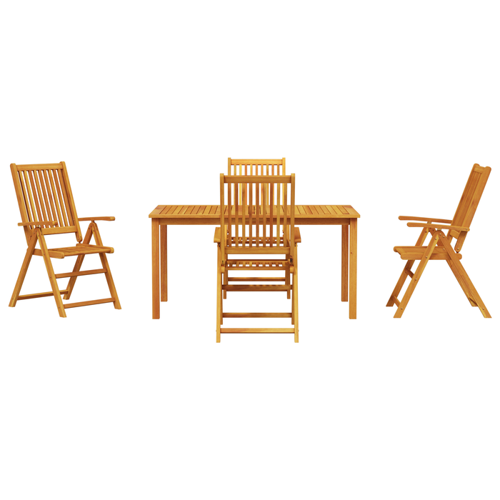 Set de dining pentru grădină din 5 piese din lemn masiv de acacia, pliabil - WALTI WALTI