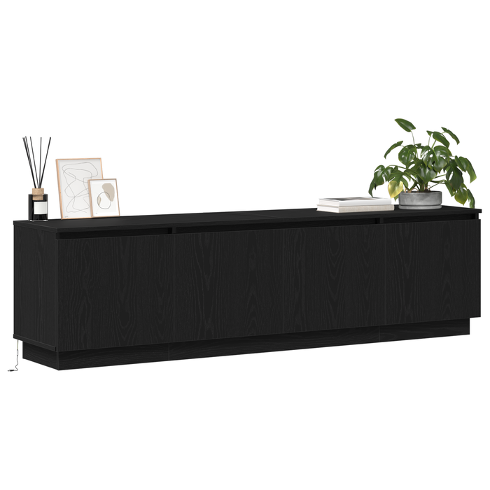 Cabinet TV cu led Stejar Negru 180 x 38 x 49 cm Lemn compozit - WALTI WALTI