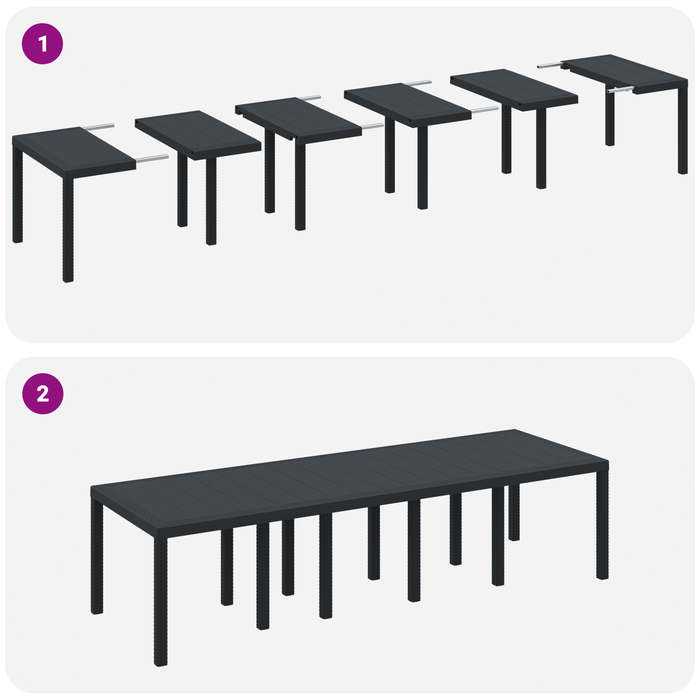 Masă de grădină vidaXL antracit 300x100x73 cm Poly Rattan - WALTI WALTI