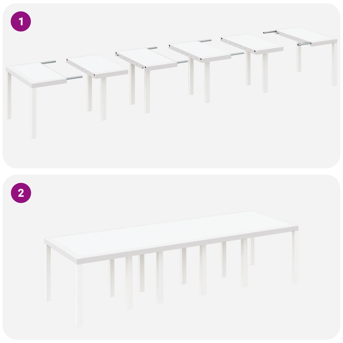 Masă de Grădină Albă 300x100x73 cm Poly Rattan - WALTI WALTI