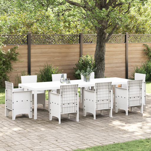Masă de Grădină Albă 300x100x73 cm Poly Rattan - WALTI WALTI