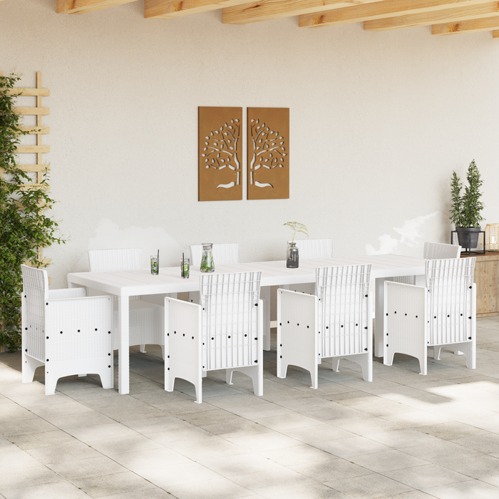 Masă de Grădină Albă 300x100x73 cm Poly Rattan - WALTI WALTI