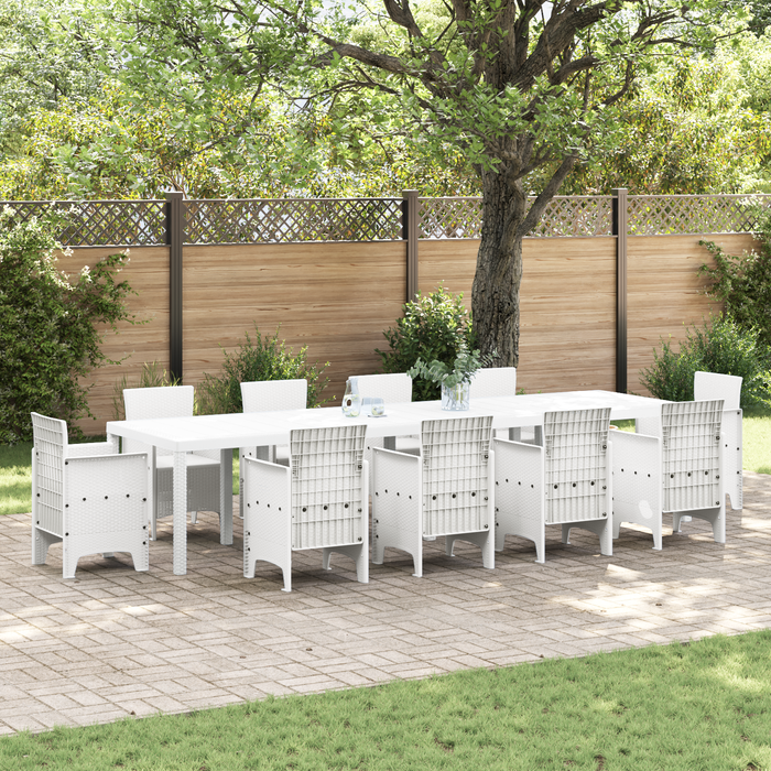 Masă de Grădină Albă 350x100x73 cm Poly Rattan - WALTI WALTI