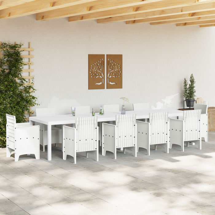 Masă de Grădină Albă 350x100x73 cm Poly Rattan - WALTI WALTI