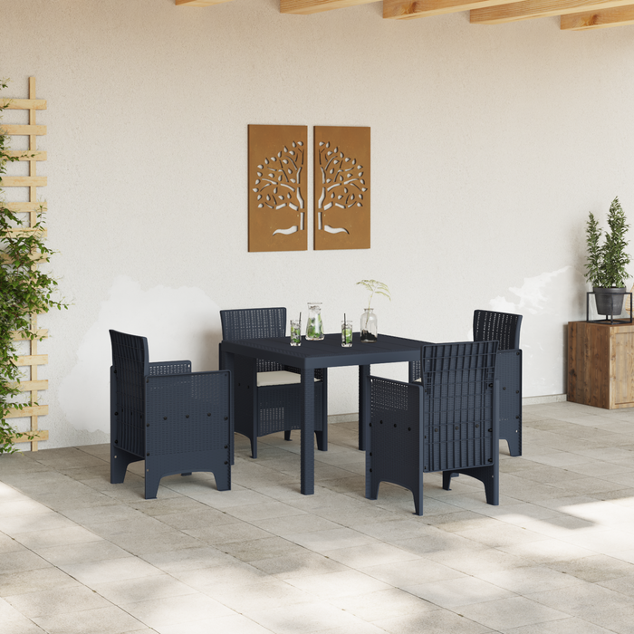 Set de mese pentru grădină cu 5 piese cu perne antracit din rattan sintetic - WALTI WALTI