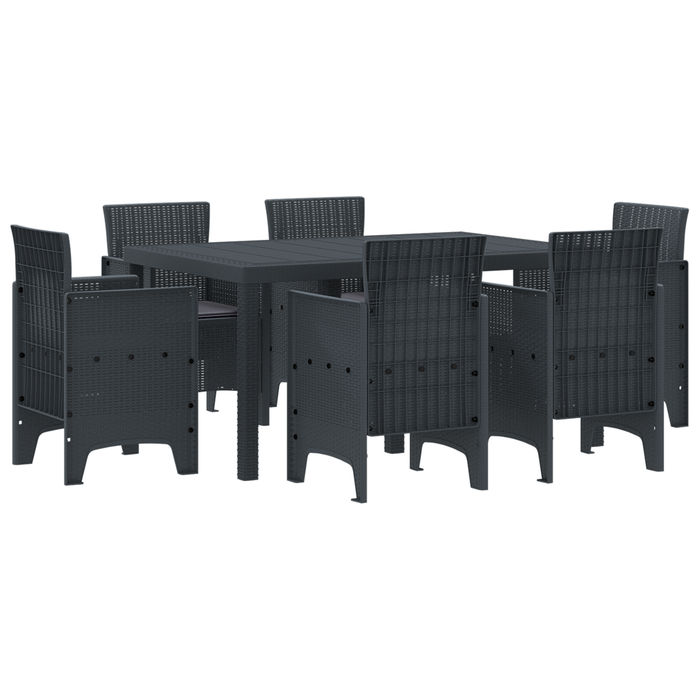 Set dining grădină 7 piese cu perne Anthracite Poliratan - WALTI WALTI