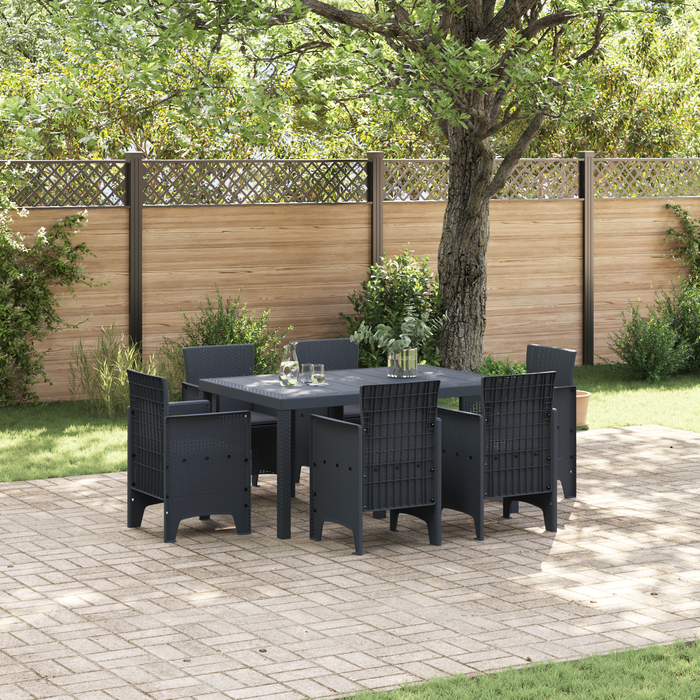 Set dining grădină 7 piese cu perne Anthracite Poliratan - WALTI WALTI