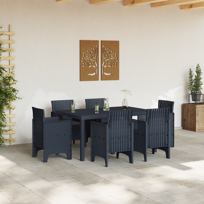 Set dining grădină 7 piese cu perne Anthracite Poliratan - WALTI WALTI