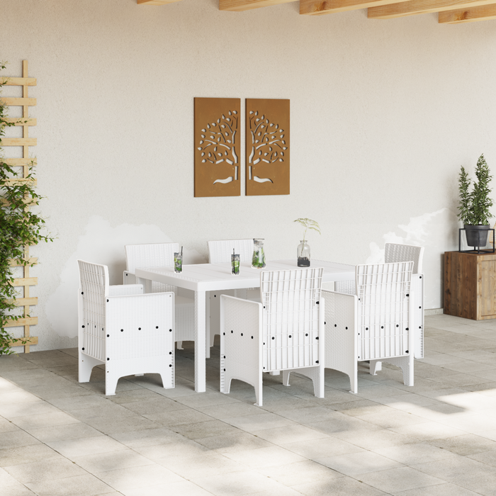 Set de dining pentru grădină 7 piese alb din poliratan - WALTI WALTI