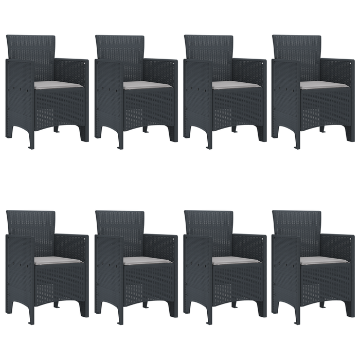 Set mese grădină 9 piese cu perne Anthracite Poly Rattan - WALTI WALTI