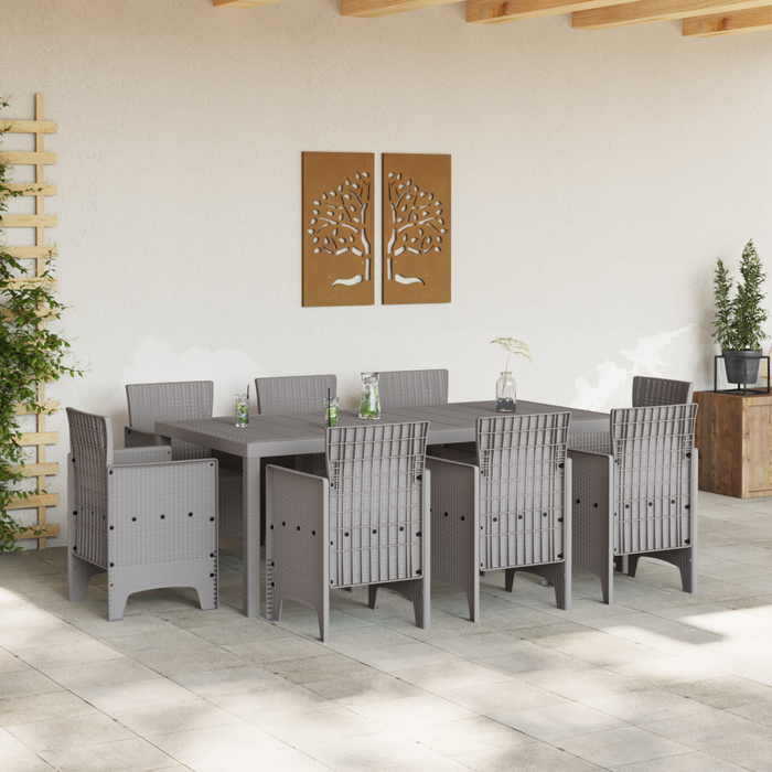 Set dining grădină 9 piese gri deschis ratan sintetic - WALTI WALTI