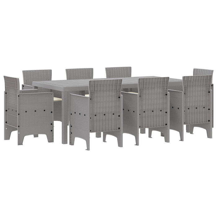 Set de dining cu perne gri deschis din poliratan - WALTI WALTI