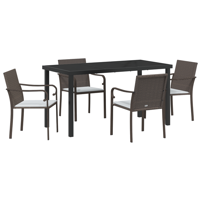 Set mobilier de grădină, 5 piese, cu perne, maro, poliratan - WALTI WALTI