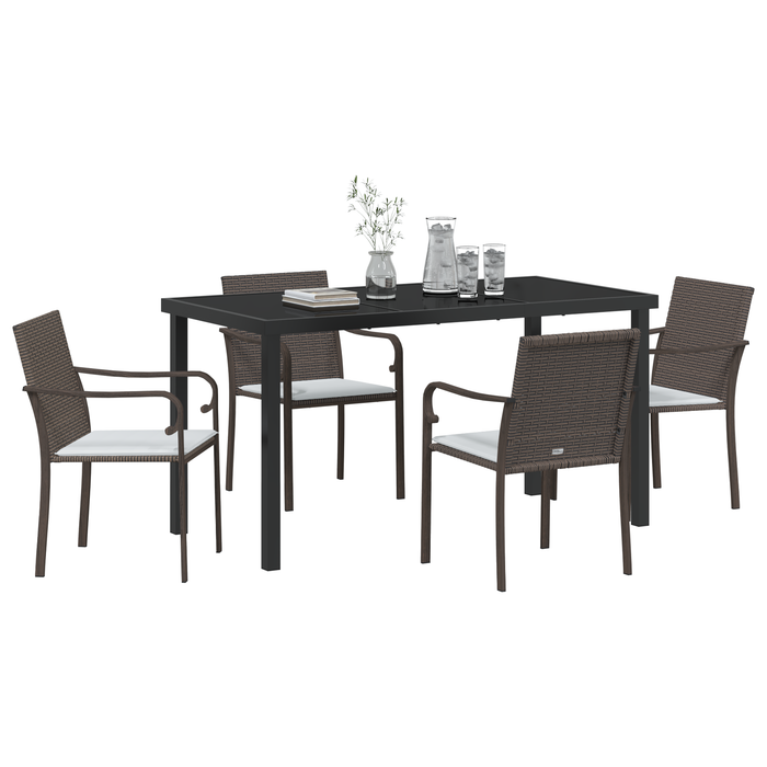Set mobilier de grădină, 5 piese, cu perne, maro, poliratan - WALTI WALTI